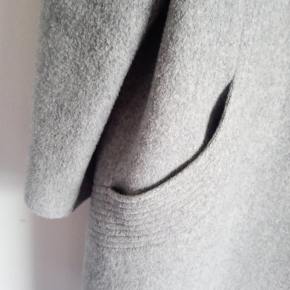 Wool Blend Gray Jacket Coat with Scarf - Picture 11 of 14